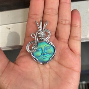 Silver and Blue Face Pendant